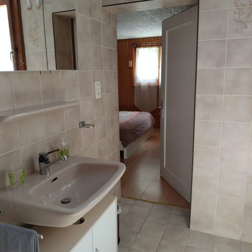 salle de bain attenante à la chambre à couché - bathroom next to bedroom